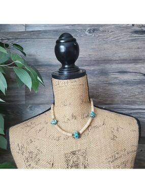 Vintage Turquoise Shell Necklace Small Boho Beach Ethnic